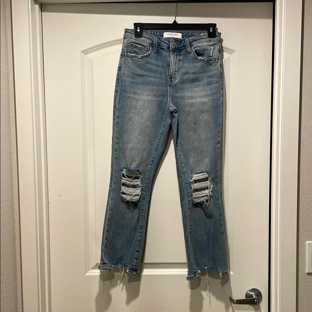 Distressed Mid Rise Cropped Jeans - Picture 1 of 4